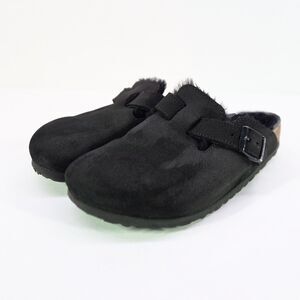 Birkenstock Boston Shearling Clogs Women’s EU 38 Black Suede Fur Lined Mules